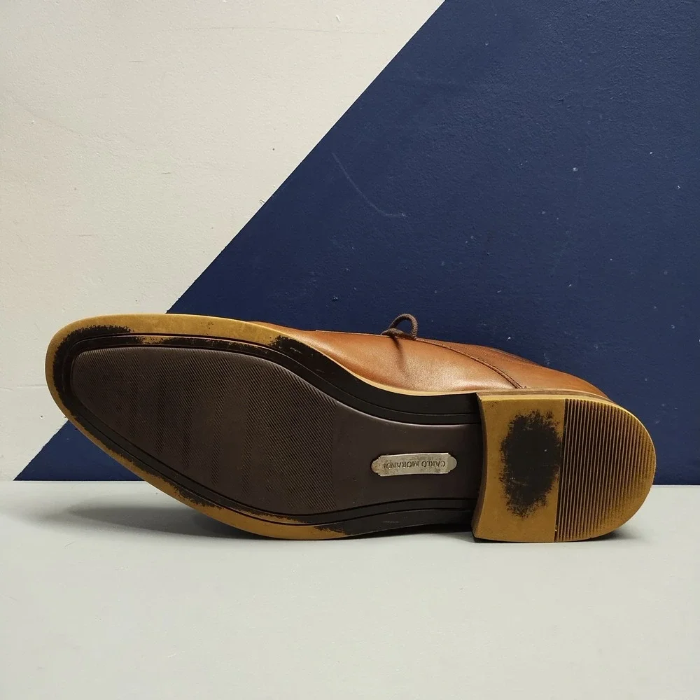 Carlo Morandi Oxford Dress Shoes Mens US 10.5D Brown Leather Memory Foam‎ 900D70